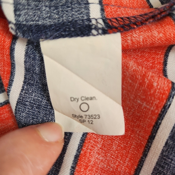 J. Crew 100% Silk Red White and Blue Striped Short Sleeve Top - Size 4 - Picture 8 of 10